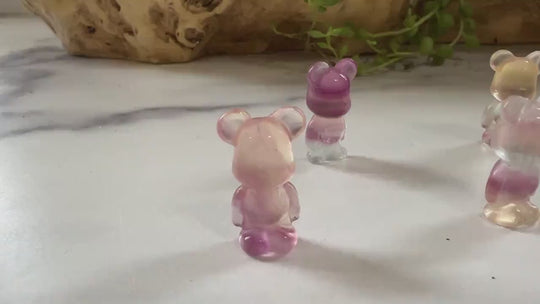 Rainbow Fluorite “Bearbrick” Bear Carving Crystals