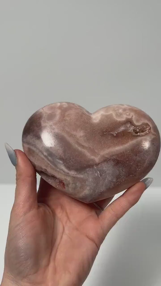 XL Pink Amethyst Heart Carving