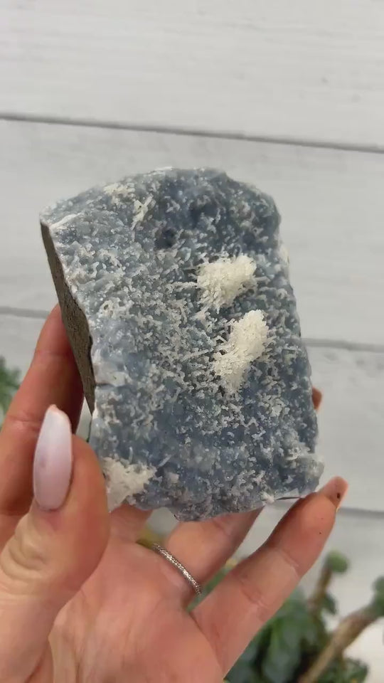 Druzy Blue Chalcedony with “Spider” Quartz