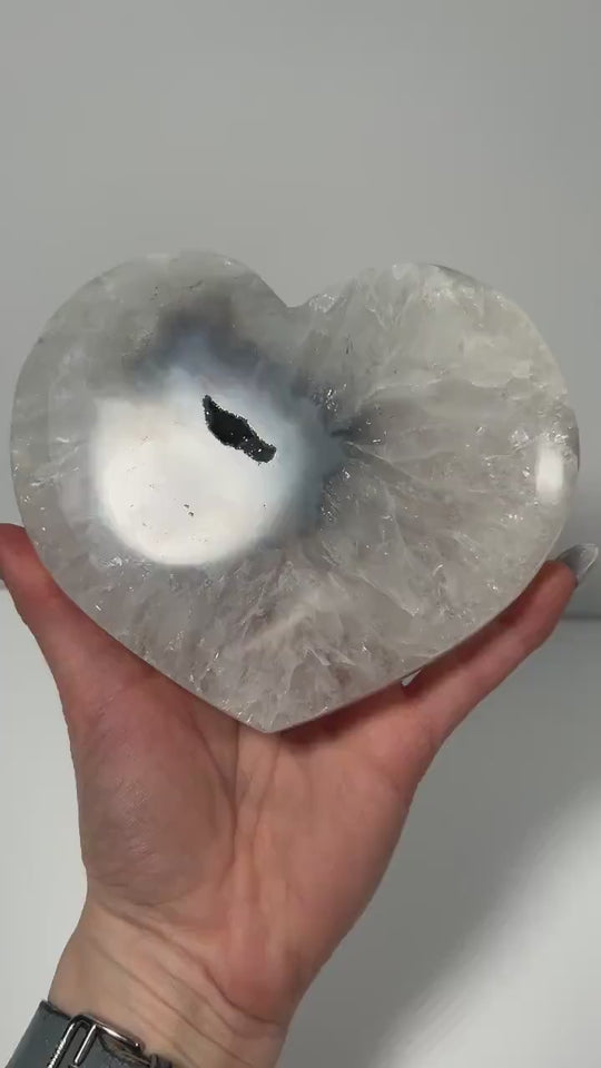 XL Blue Druzy Quartz Agate Heart