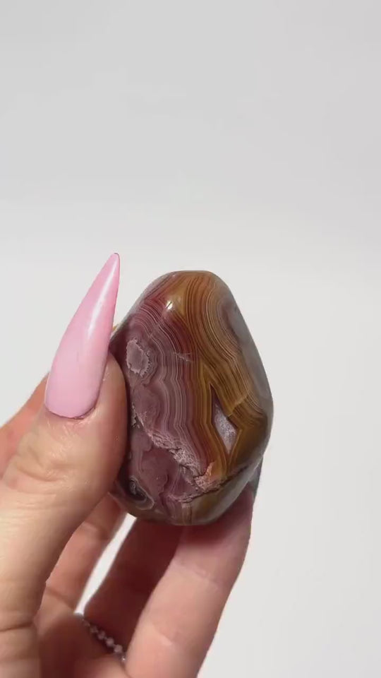 Purple & Gold Banded Laguna Agate Geode Tumble with Parallax Effect