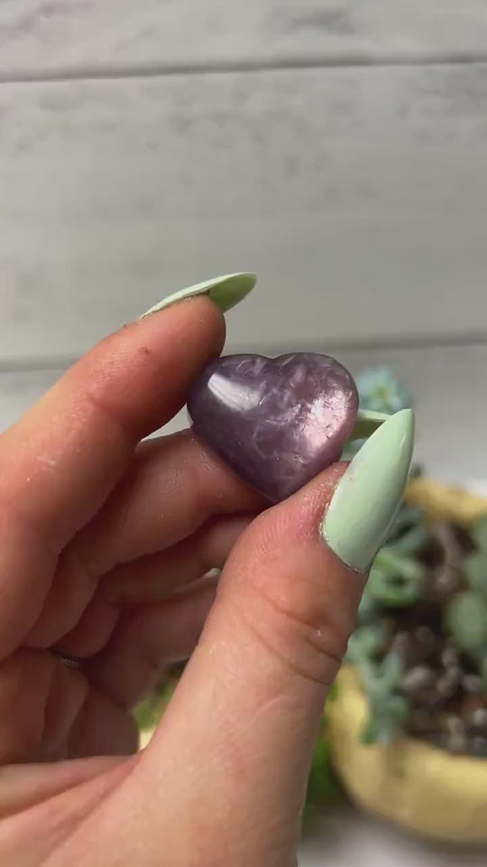 Gem Crystallized Lepidolite Hearts