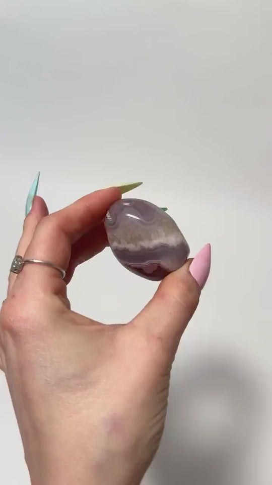 Lilac Purple Red Banded Laguna Agate Geode Tumble
